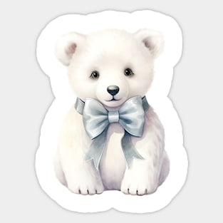 Polar Bear Wearing Bow Sticker